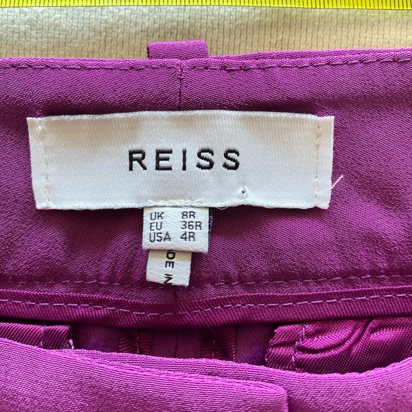Reiss Gabi Fluid Flare Trousers Size 4 Magenta Purple Jewel Tone Extra Wide Leg - Picture 5 of 12